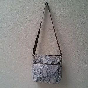 Lesportsac Medium Blue Aqua Snake Print Crossbody